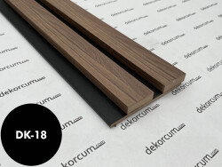 4cm Çift Çıtalı Ahşap Duvar Lambiri Gold Ceviz Siyah - DEKORCUM