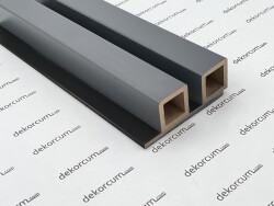 4x4 cm Çift Profilli Ahşap Lambiri Duvar Paneli ANTRASİT SİYAH - DEKORCUM