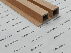 4x4 cm Çift Profilli Ahşap Lambiri Duvar Paneli TEAK - DEKORCUM