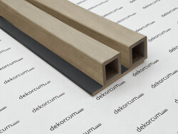 4x4 cm Çift Profilli Ahşap Lambiri Duvar Paneli NATURAL ÇAM SİYAH - DEKORCUM