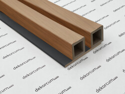 4x4 cm Çift Profilli Ahşap Lambiri Duvar Paneli TEAK SİYAH - DEKORCUM