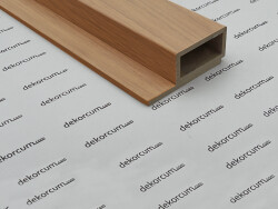 4x8 cm Profilli Ahşap Lambiri Duvar Paneli Teak - DEKORCUM