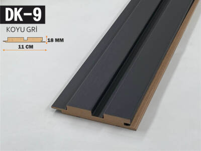 DK-9 Mdf Lambri Duvar Paneli 11cmx278cm-KOYU GRİ - 1