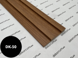 Eko 2.7cm/8mm Çift Çıtalı Ahşap Duvar Lambiri Teak - DEKORCUM