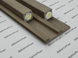 Ledli Profil Ahşap Duvar Lambiri GOLD CEVİZ - DEKORCUM