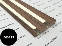 Linear Ledli Ahşap Duvar Lambiri Gold Ceviz - DEKORCUM