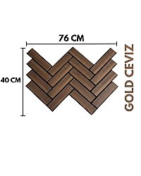 Mozaik Desenli Akustik Duvar Paneli - Gold Ceviz - DEKORCUM