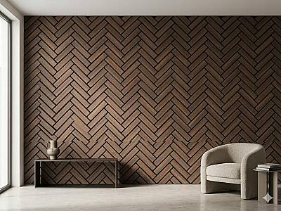 Mozaik Desenli Akustik Duvar Paneli - Gold Ceviz - 2