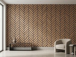 Mozaik Desenli Akustik Duvar Paneli - Teak - 2