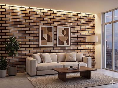 Tuğla Desenli Akustik Duvar Paneli - Karışık - 2