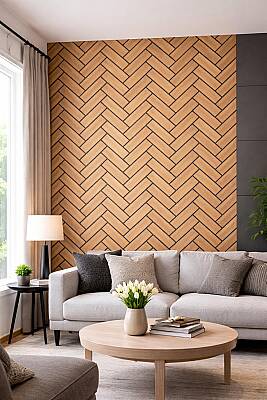 Tuğla Desenli Akustik Duvar Paneli - Teak - 2