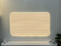 Tv Arkası Ledli Pano-Oval Yeni Meşe 160x100 Cm - DEKORCUM