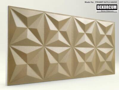 Piramit Desenli-Sütlü Kahve 3D Xps Panel - 1