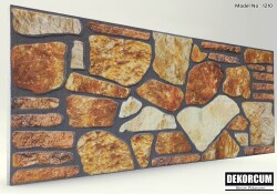 Sarı Kayrak Taş Desenli Strafor Duvar Paneli - 